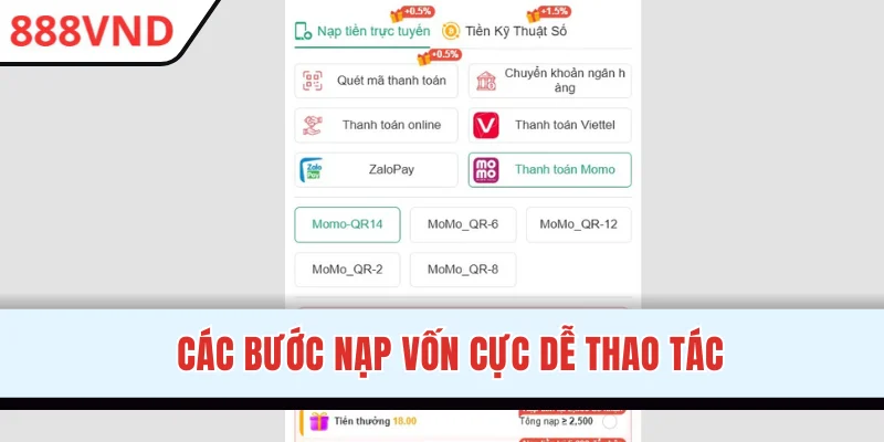 Các bước nạp vốn cực dễ thao tác